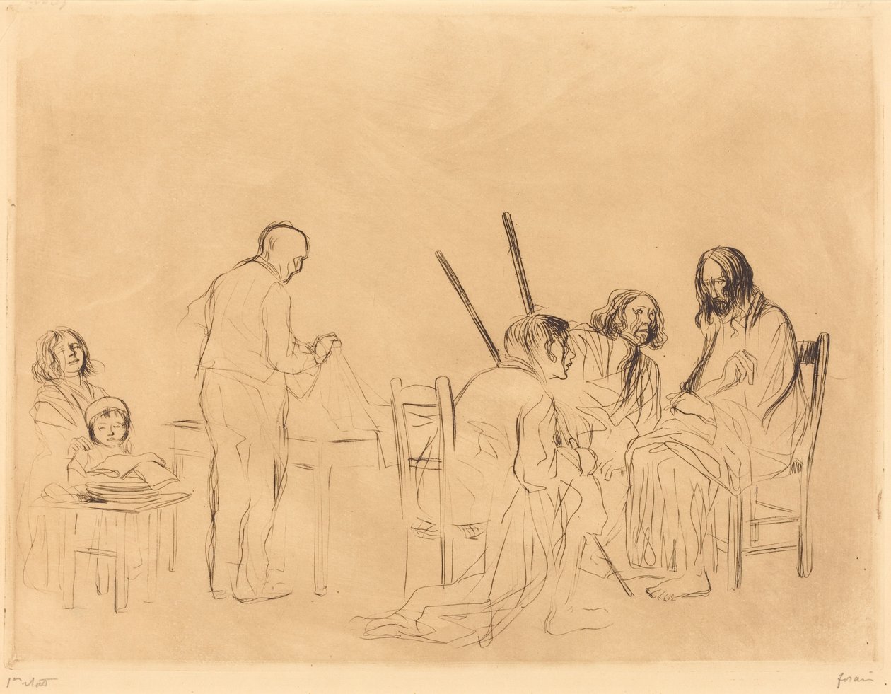 Antes da refeição em Emaús (1.ª prancha) de Jean-Louis Forain