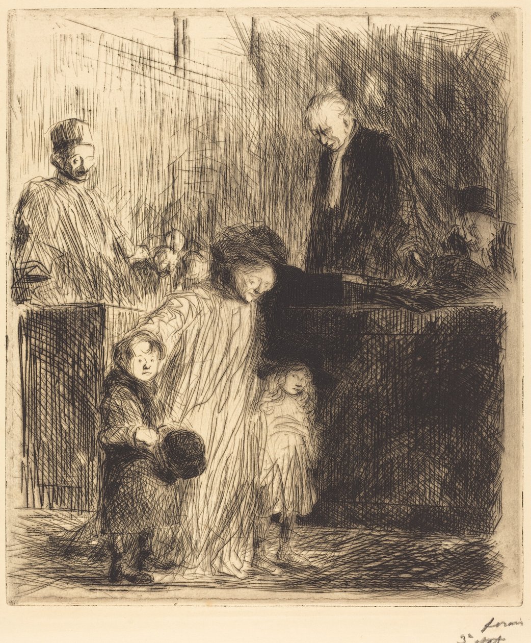A saída da audiência (primeira prancha) de Jean-Louis Forain