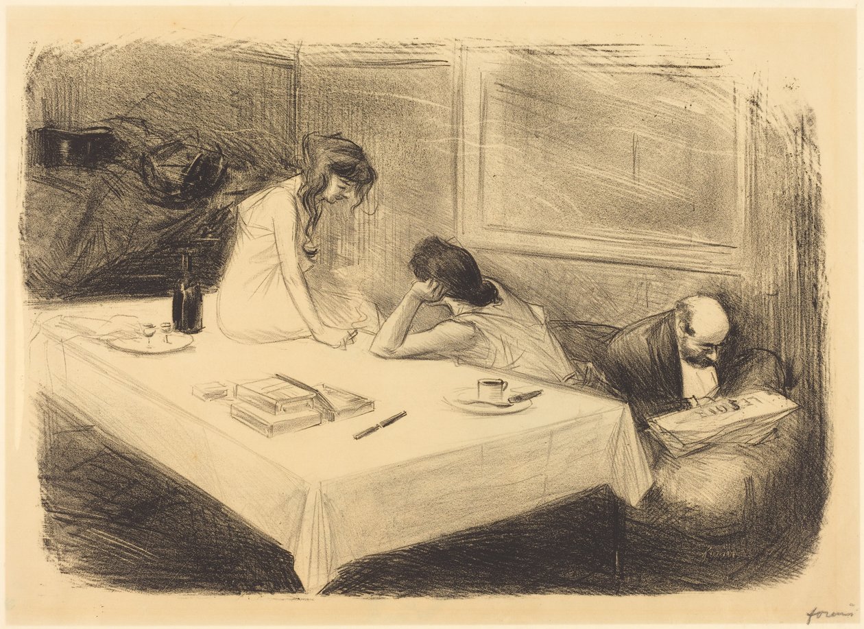 O gabinete privado (1.ª ilustração) (The Private Room) (first plate) de Jean-Louis Forain