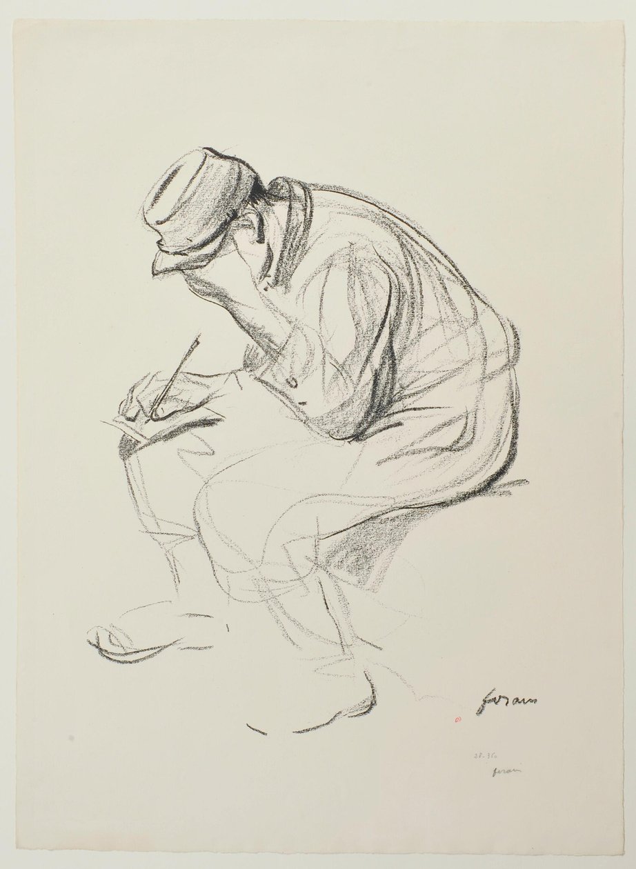 [Soldado sentado a escrever] de Jean-Louis Forain