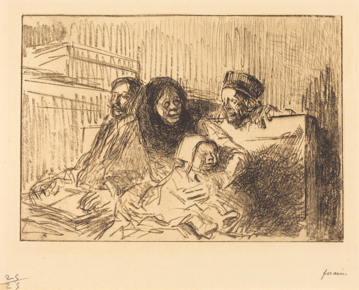 Testemunhas na audiência (segunda prancha) de Jean-Louis Forain