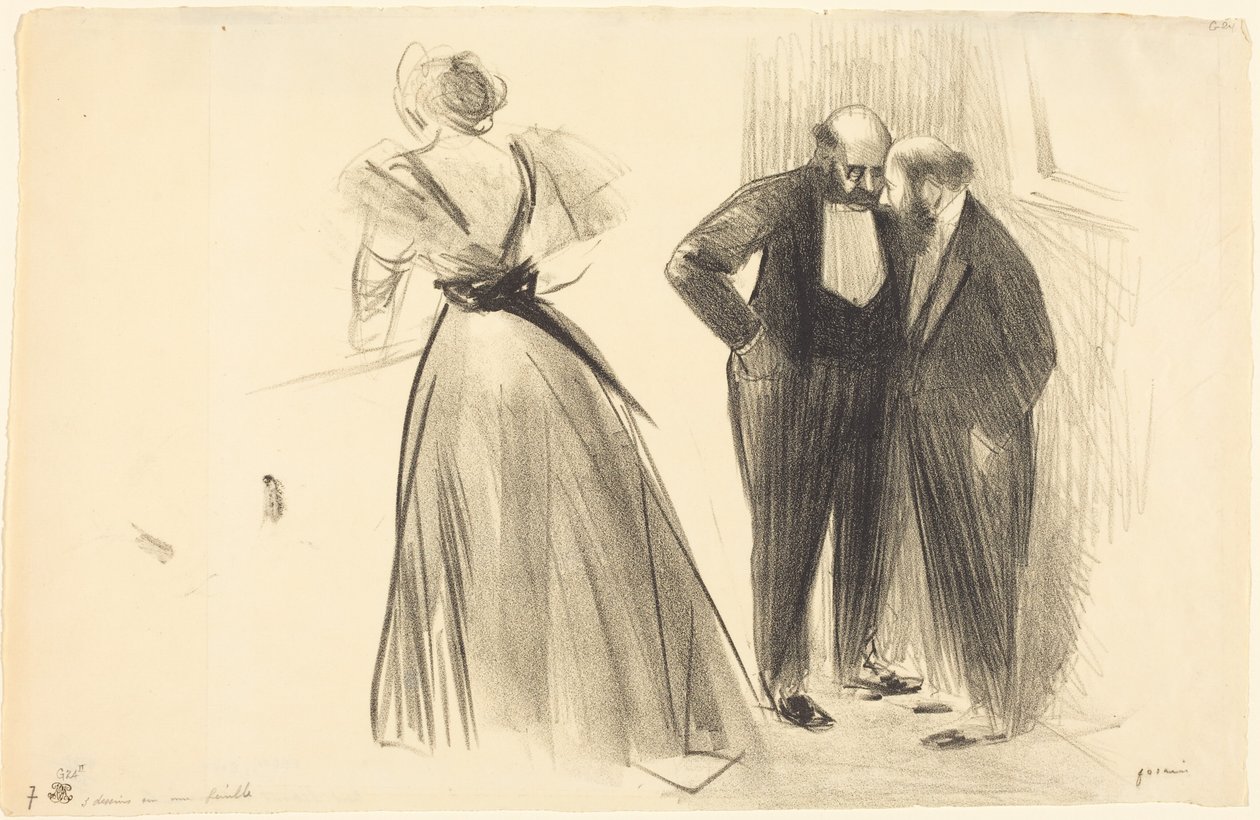 Três desenhos numa folha de Jean-Louis Forain