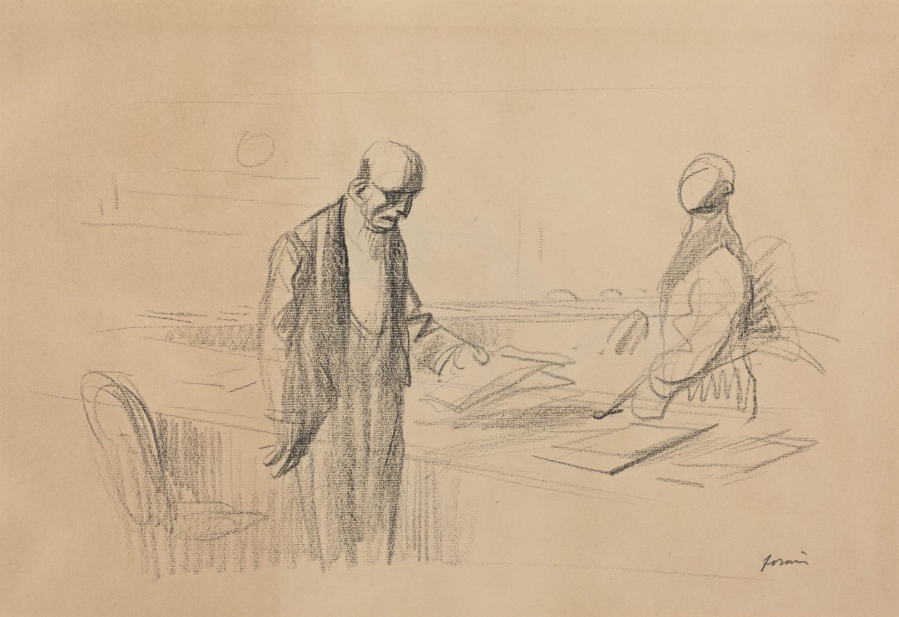 a) Na Conferência (anverso); b) Figura reclinada (verso) de Jean-Louis Forain