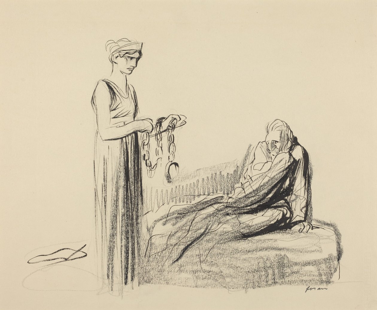 a) Grilhões (recto); b) Várias figuras (verso) de Jean-Louis Forain