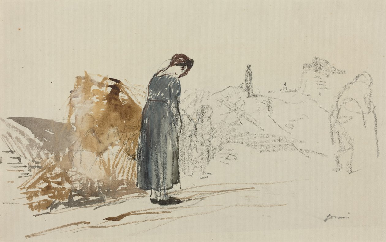 a) Os alemães partiram (recto); b) Esboço de um homem (verso) de Jean-Louis Forain