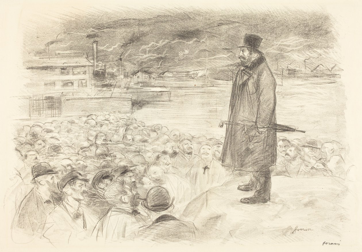 a) Cena de greve (terceira prancha) (recto); b) Sem título (verso) de Jean-Louis Forain