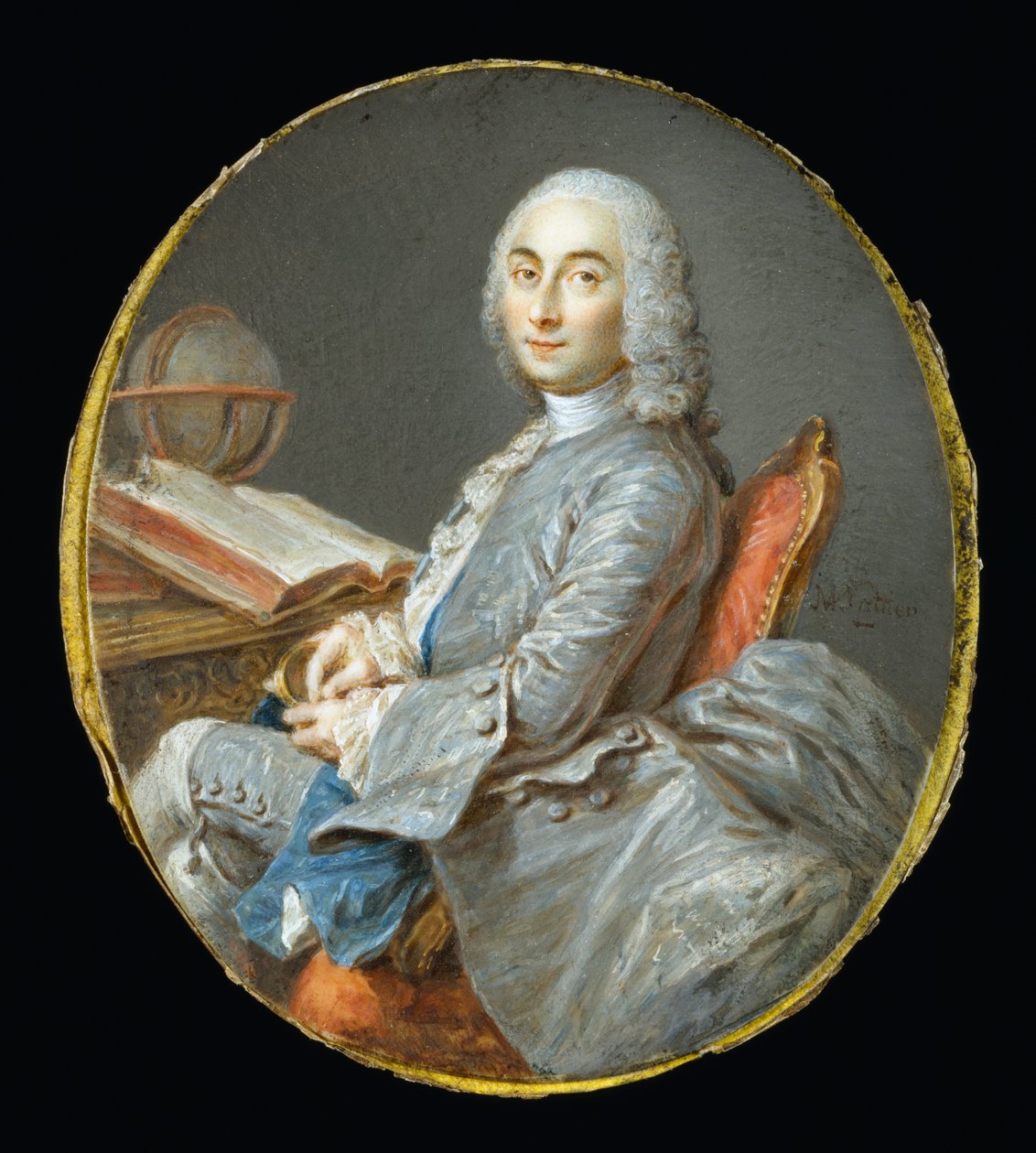 Retrato em miniatura de César François Cassini de Thury de Jean-Marc Nattier