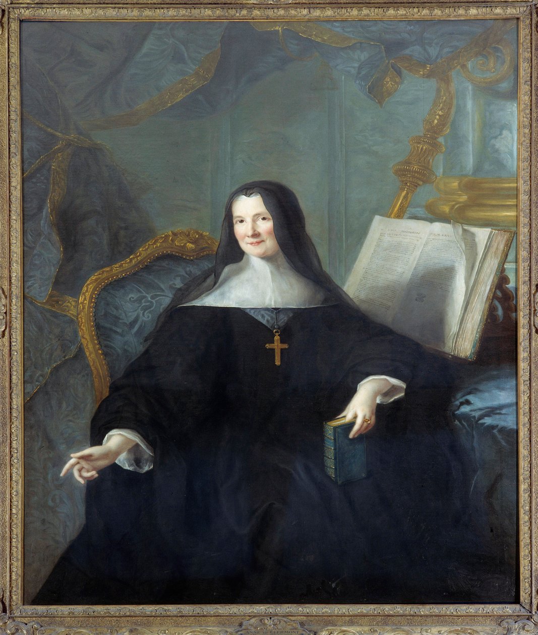Retrato de Anne Geyssans de Clermont-Chatte (Clermont Chatte), Abadessa de Chelles (d. 1789) Pintura de Jean Marc (Jean-Marc) Nattier (1685-1766) Sol 1,46x1,14 m - Retrato de Anne Geyssans de Clermont-Chatte (Clermont Chatte), Abadessa de Chelles (falecida de Jean Marc Nattier