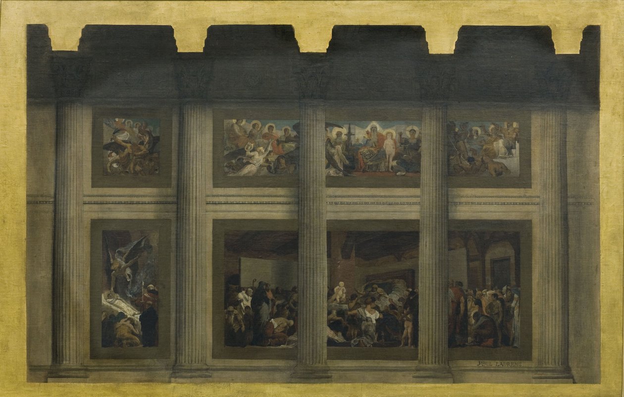 Esboço para o Panteão: A Morte de Santa Genoveva, entre 1876 e 1885 (óleo sobre tela) de Jean Paul Laurens
