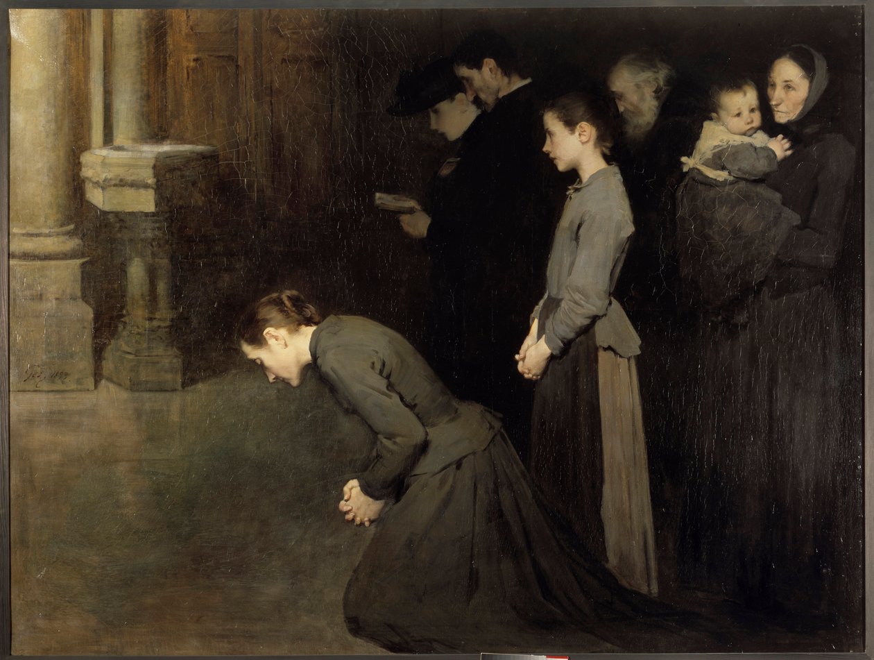 A oração da humilde Pintura de Jean Henri Geoffroy dit Geo (1853-1924) 1893 Sol. 1,45x1,92 m Dijon, Musee des Beaux Arts de Jean Geoffroy