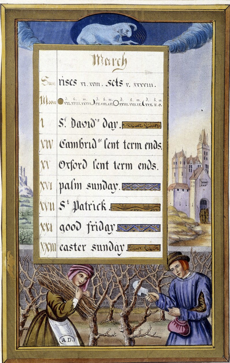 Marchar: Tree Size (Belier) - facsimile of the Hours of Anne of Brittany, de Jean Bourdichon de Jean (after) Bourdichon