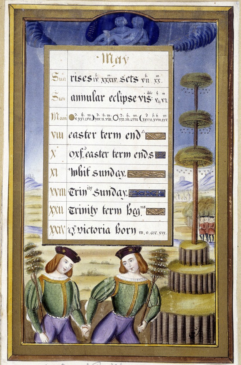 May: Árvore do Maio (Gemeaux) - fac-símile das Horas de Ana de Bretanha, de Jean Bourdichon de Jean (after) Bourdichon