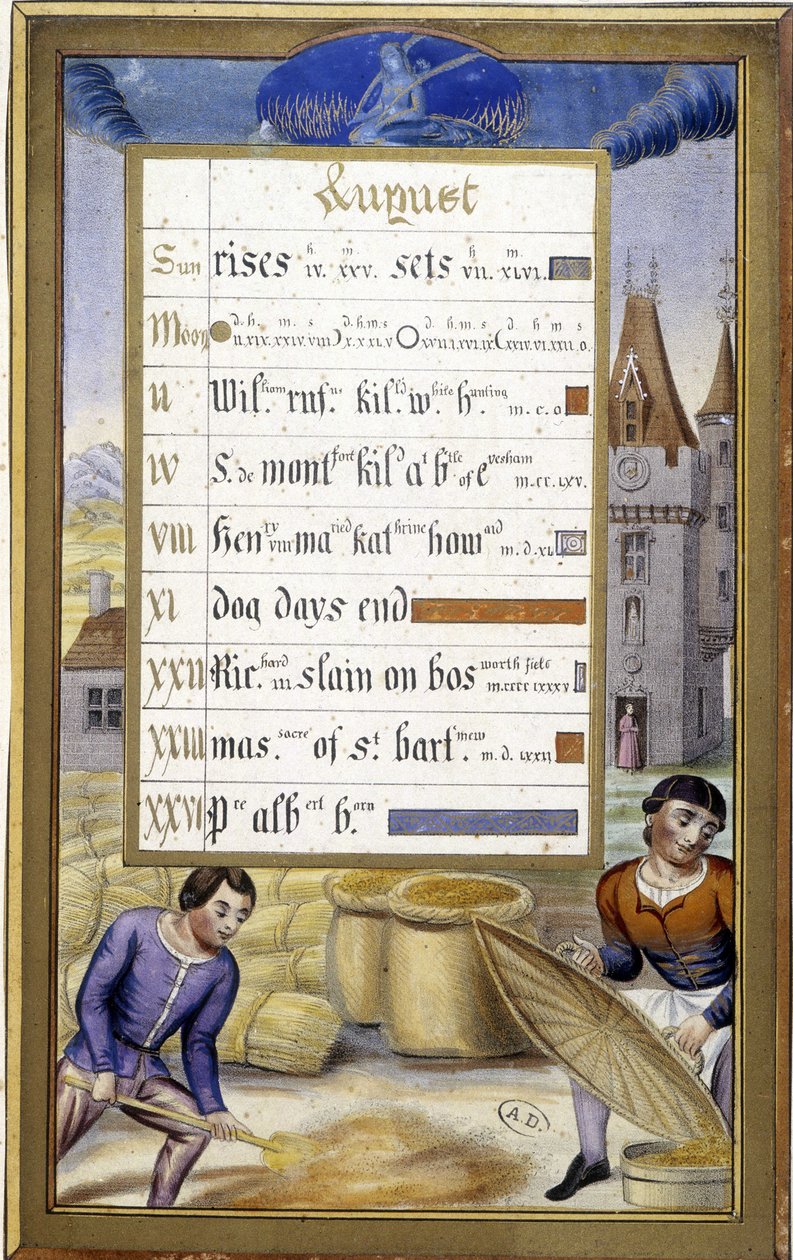 A colheita (signo da virgem) - fac-símile das Horas de Ana de Bretanha, de Jean Bourdichon de Jean (after) Bourdichon