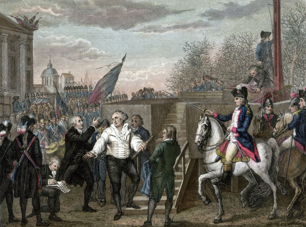 Revolução Francesa : morte de Luís XVI guilhotinado em Paris de Jean (after) Duplessis Bertaux