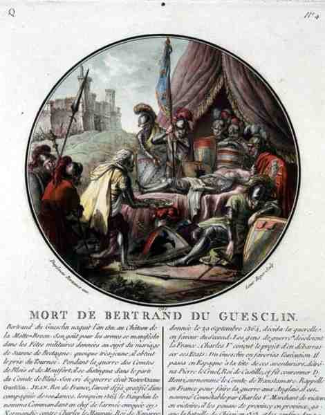 A Morte de Bertrand du Guesclin (1311-80) gravada por Louis Roger de Jean (after) Duplessis Bertaux