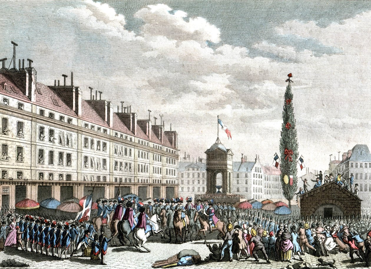 a proclamação da Constituição francesa,1791, finais do século XVIII (gravura ) de Jean (after) Duplessis Bertaux