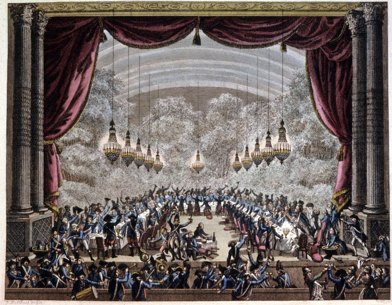 revolução francesa: banquete de guardas em Paris, c.1750-1800 (gravura) de Jean (after) Duplessis Bertaux
