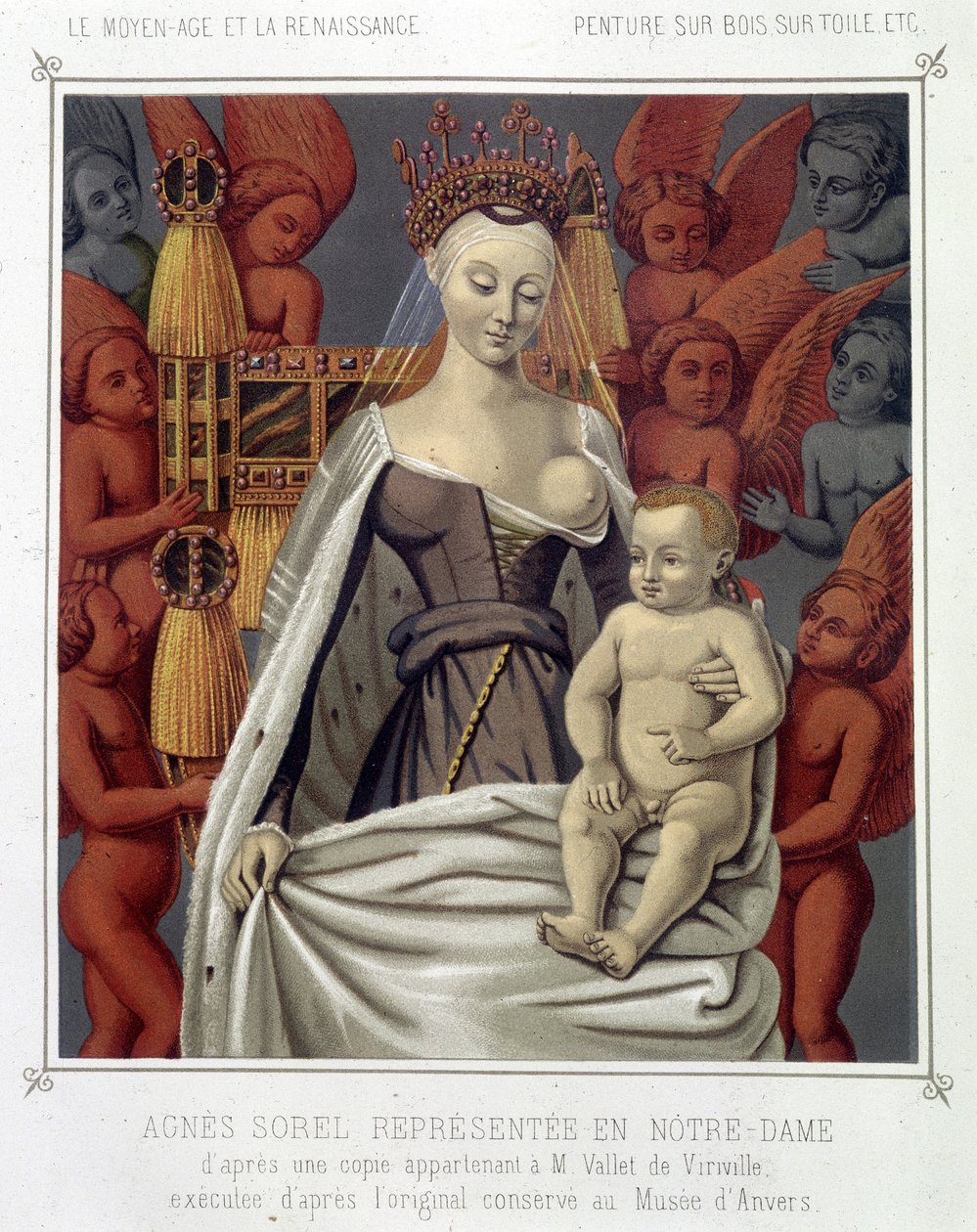 Agnes Sorel (1422-1450) (Lady of Beaute sur Marne) (Beaute-sur-Marne) representada em Notre Dame de Jean (after) Fouquet
