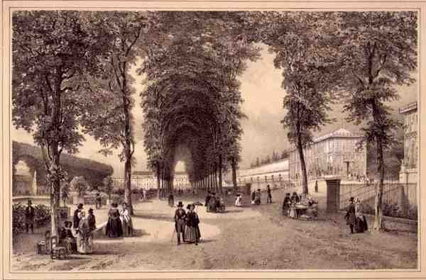 A View of the Jardins des Plantes, publicado por Auguste Bry (litho) de Jean (after) Jacottet