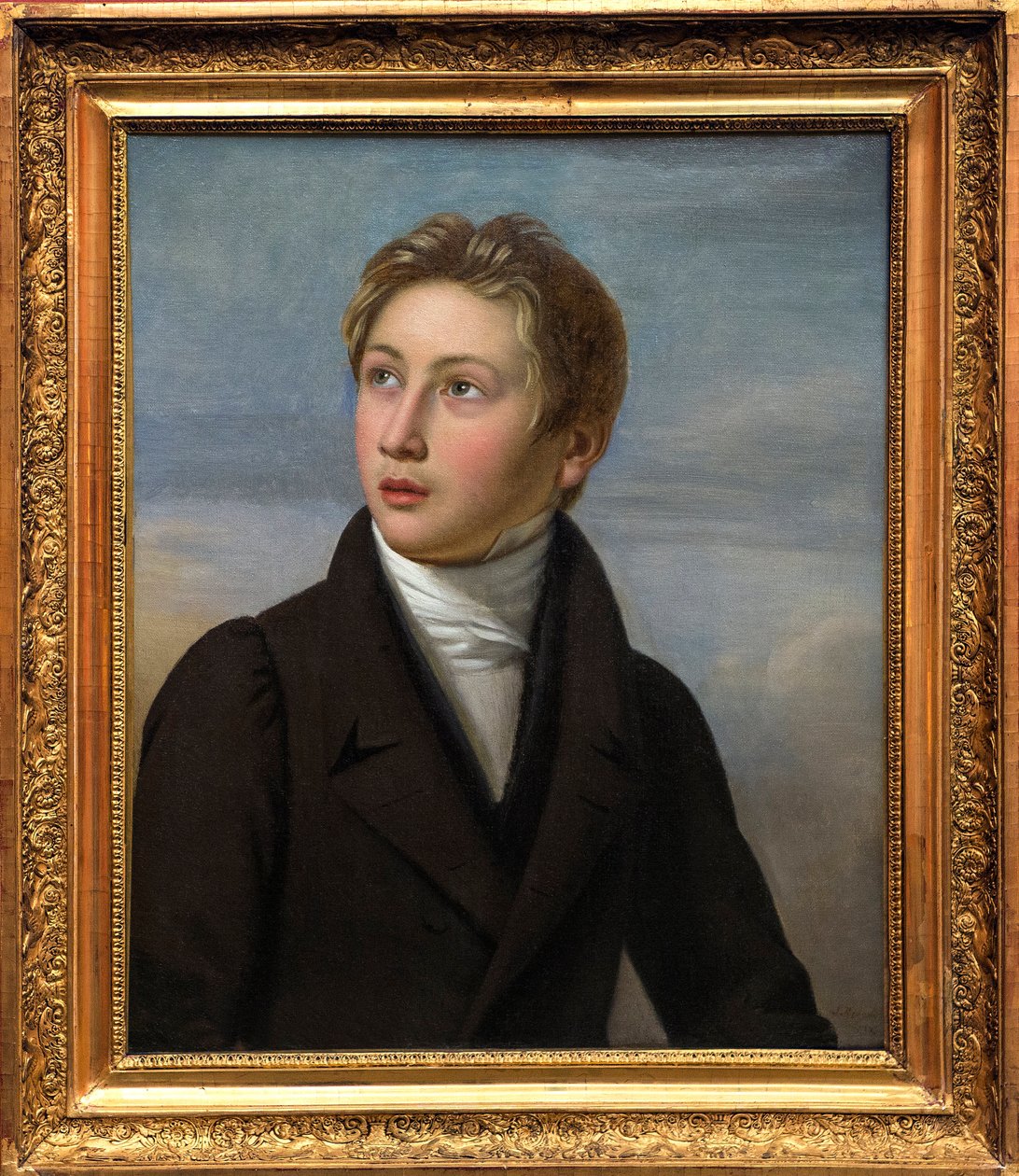O Retrato da Criança Liszt - Retrato de Franz Liszt (1811-1886), de Jean Vignaud (1775-1826) em 1826 - Museu de Belas Artes de Nimes de Jean (after) Vignaud