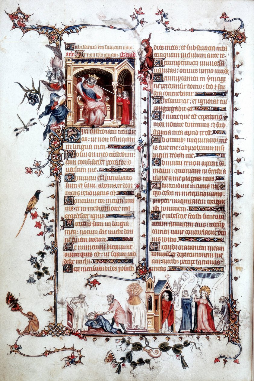 Lat 10483 fol.24v David antes de Saul, do Breviário de Belleville, c.1323-26 (vellum) de Jean (studio of) Pucelle