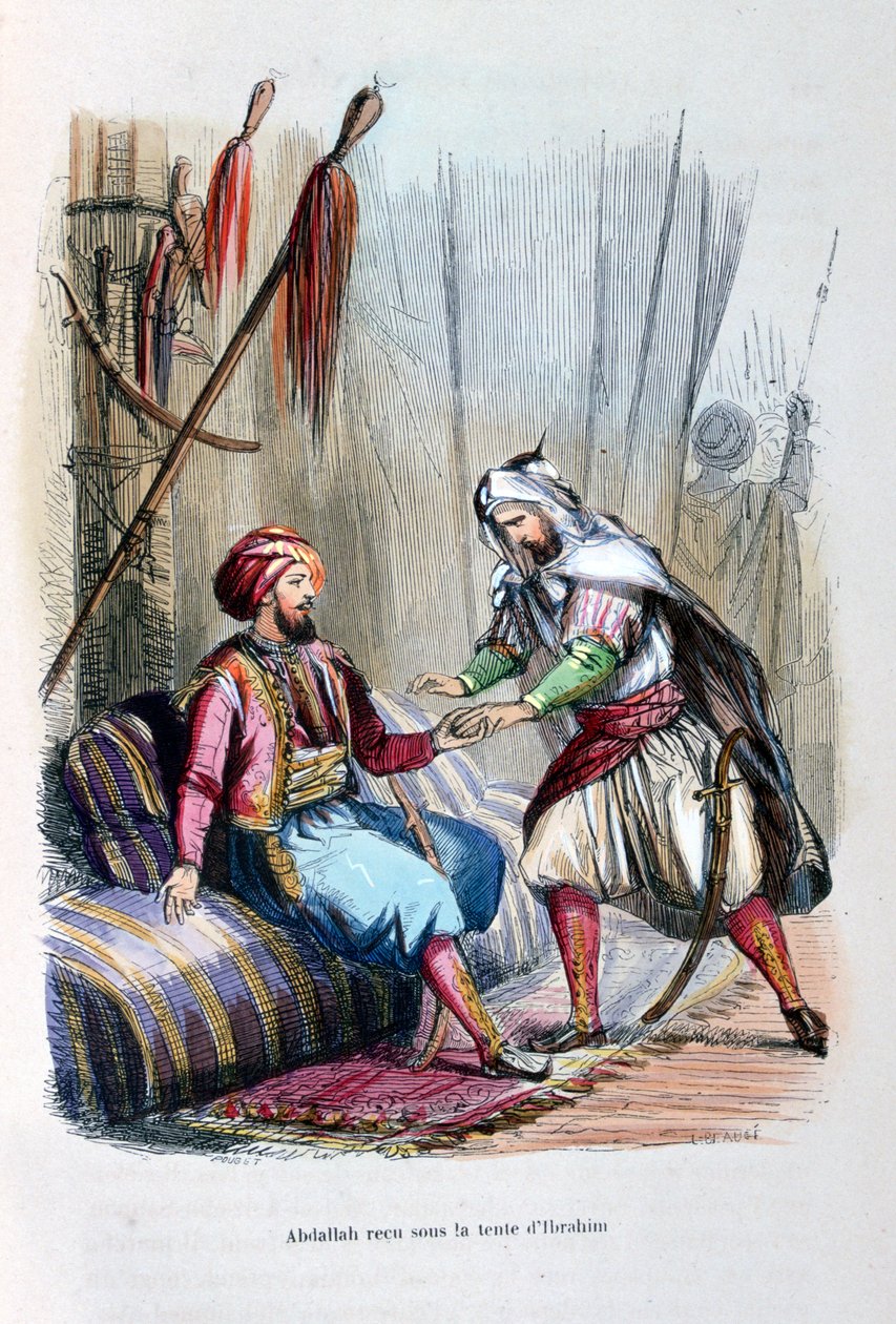 Abdullah Recebido na Tenda de Ibrahim Pasha, 1818, c1847 de Jean Adolphe Beauce