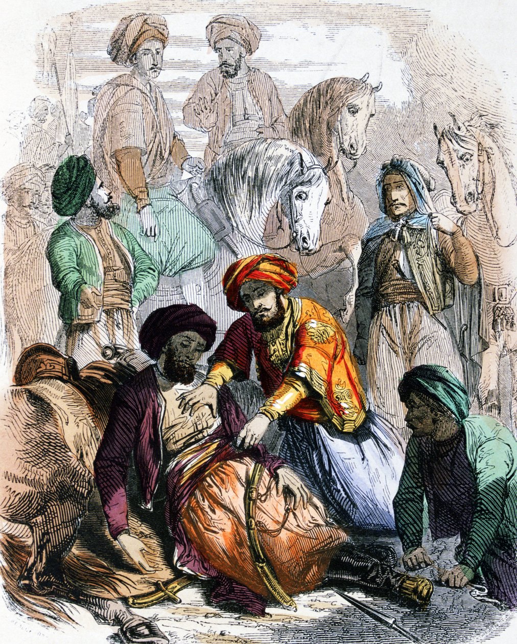 Ibrahim Pasha (1789-1848) abençoa um soldado moribundo durante a campanha contra os wahhabitas de Jean Adolphe Beauce