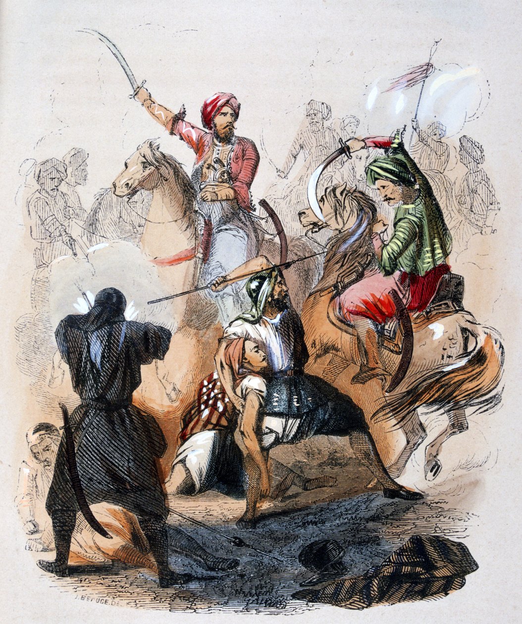 Ibrahim Pasha (1789-1848) no campo de batalha, durante a campanha contra os wahhabitas de Jean Adolphe Beauce
