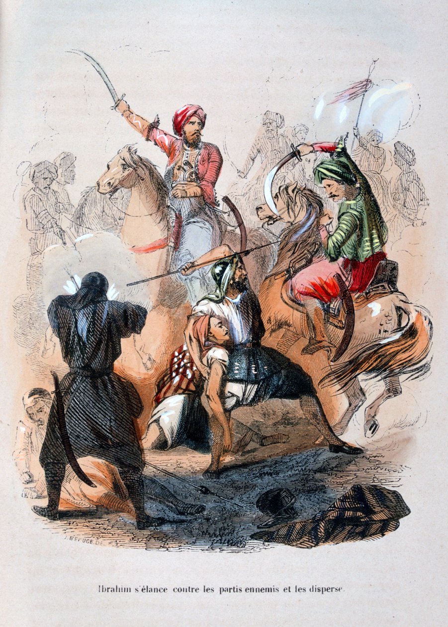 Ibrahim Pasha lutando contra os Wahabis, Arábia Saudita, 1811-1818 1847 de Jean Adolphe Beauce