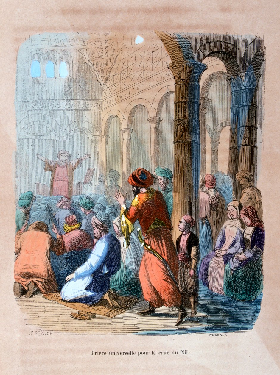 Oração Universal pelas Inundações do Nilo, Egito, c1847 de Jean Adolphe Beauce