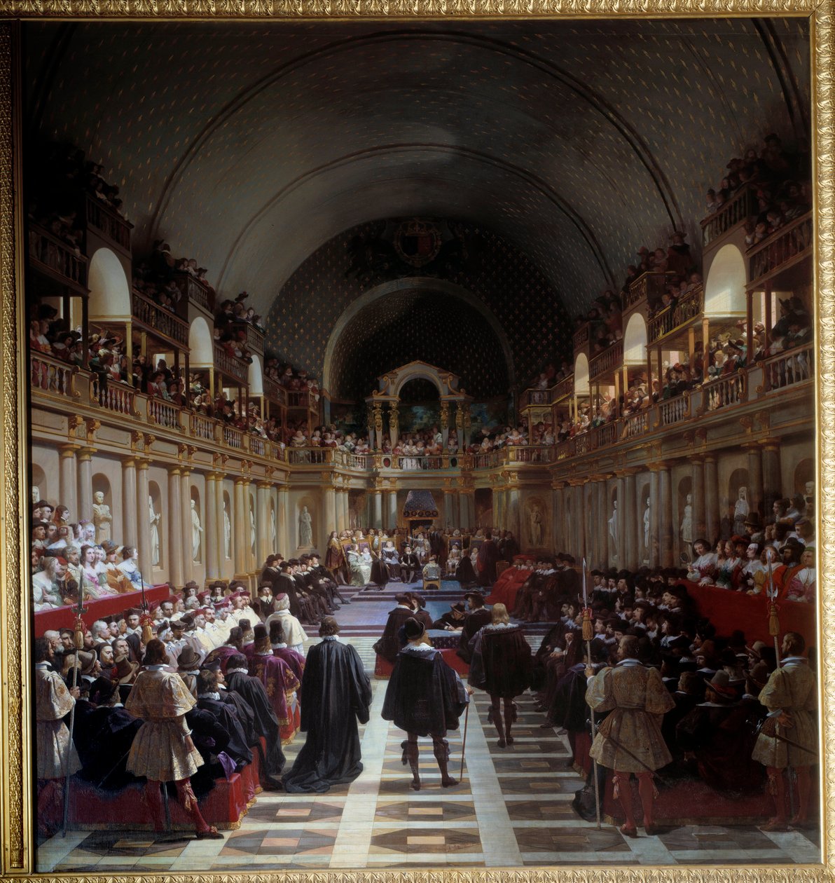 Os Estados Gerais de Paris 27 de Outubro de 1614 A assembleia realizou-se no Louvre, tendo sido presidida pelo rei Luís XIII com a sua mãe Marie de Medicis. Pintura de Jean Alaux (1786-1864), dit le Romain de Jean Alaux