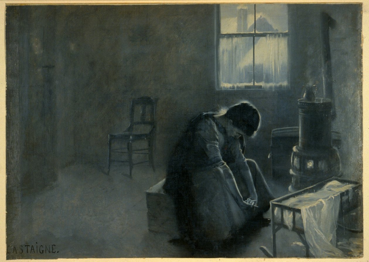 Tem sido um Inverno difícil, pub. 1893 (litografia a cores) de Jean Alexandre Michel Andre Castaigne