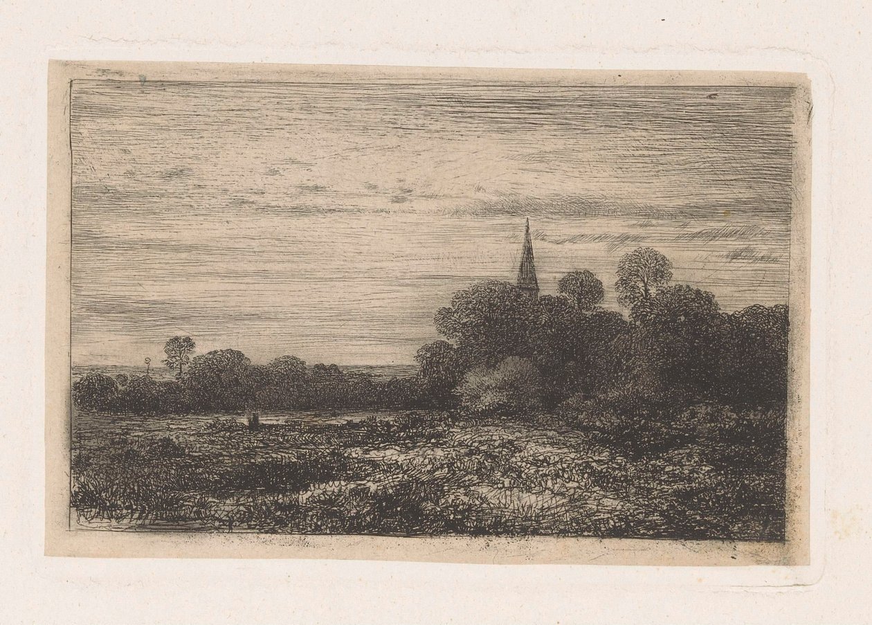 Paisagem com torre de igreja de Jean Alexis Achard