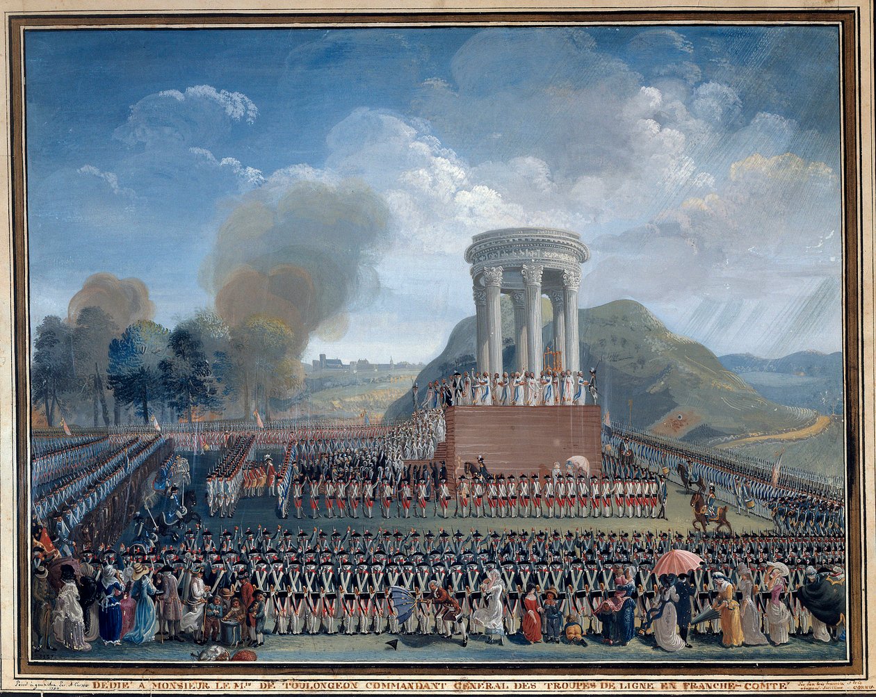 Festa da federação em Besancon 14/07/1790 Pintura por Jean Alexis Cornu (1755-1807) Besancon. Musee Des Beaux Arts - Festival da Federação em Besancon no dia 14 de Julho de 1790. Pintura de Jean Alexis Cornu (1755-1807). Museu Beaux-Arts, Besancon, França de Jean Alexis Cornu