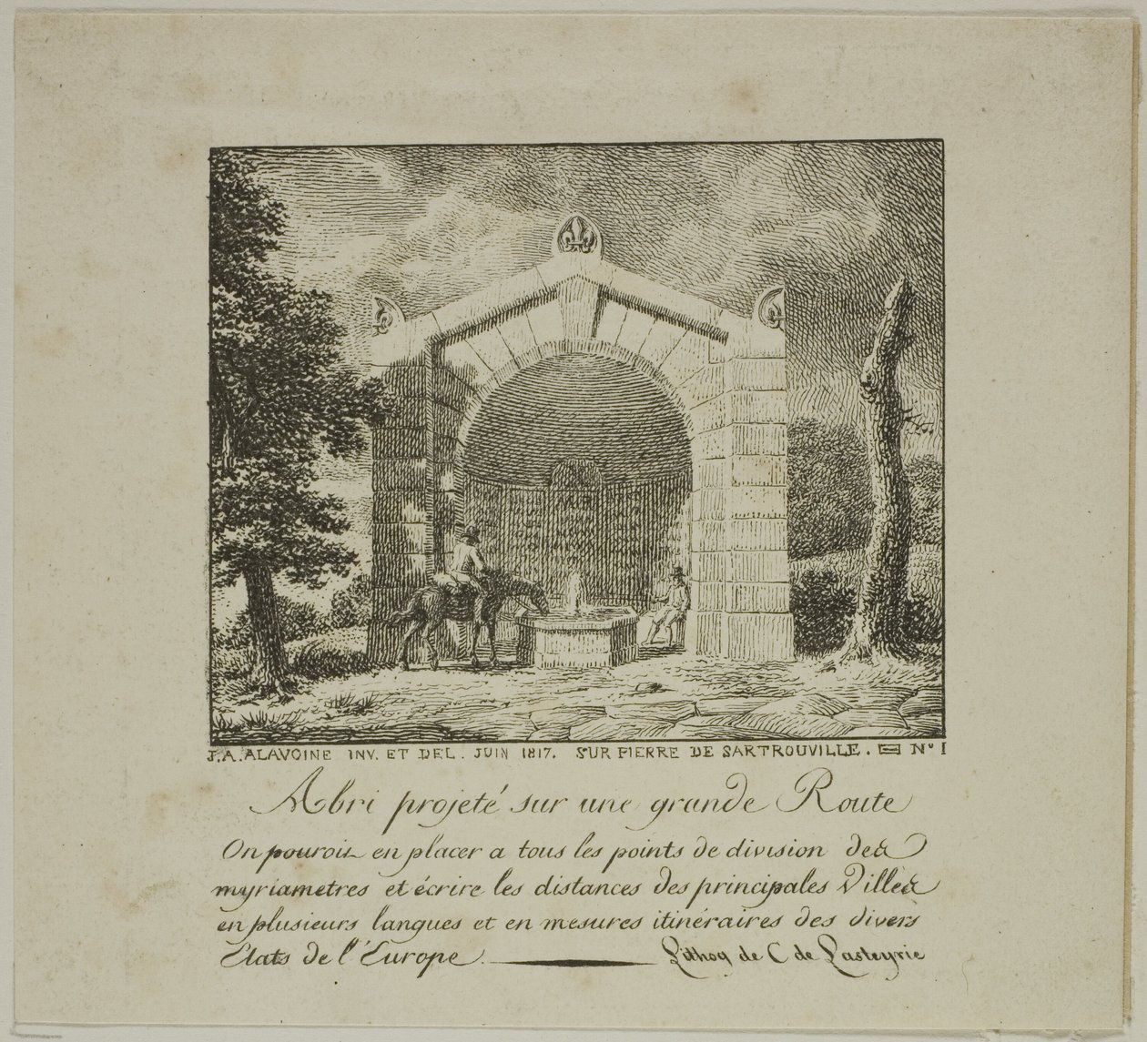 Projeto para um abrigo ao longo de uma rodovia de Jean Antoine Alavoine