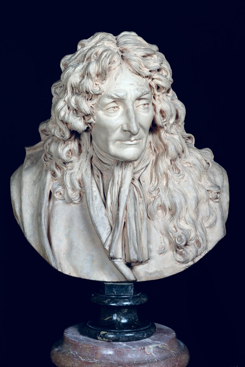 Busto de Jean de La Fontaine (1621-95) 1692 (argila) de Jean Antoine Houdon
