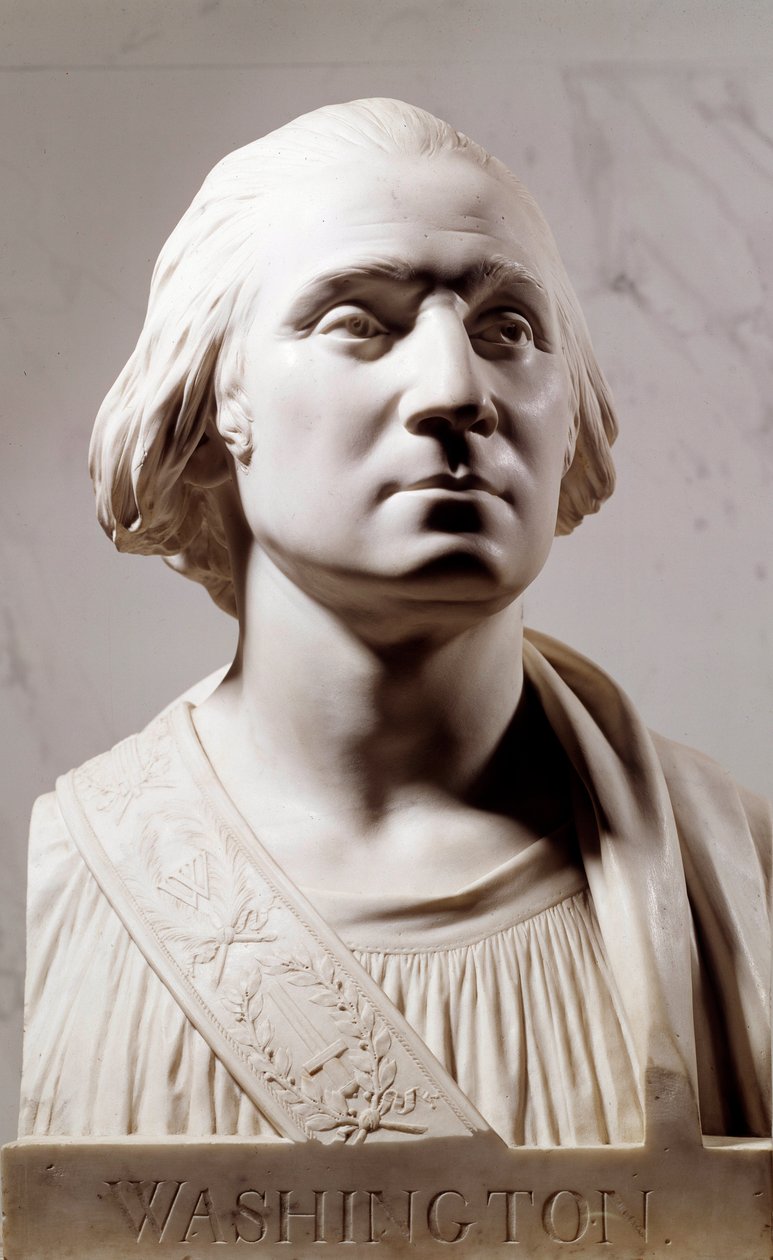 Busto de mármore de George Washington (1732-1789) Escultura de Jean Antoine Houdon (1741-1828) 1786 Paris, Musee du Louvre de Jean Antoine Houdon