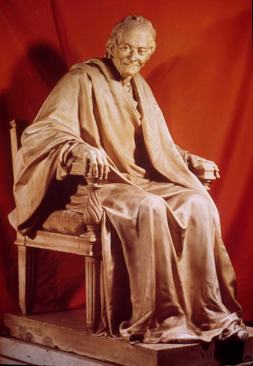 Retrato de Voltaire (François Marie Arouet) (1694-1778). Escultura de Jean Antoine Houdon (1741-1828) Paris do século XVIII, comédia francesa de Jean Antoine Houdon