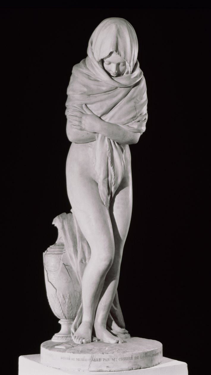 Inverno, ou a mulher fria (mármore) de Jean Antoine Houdon