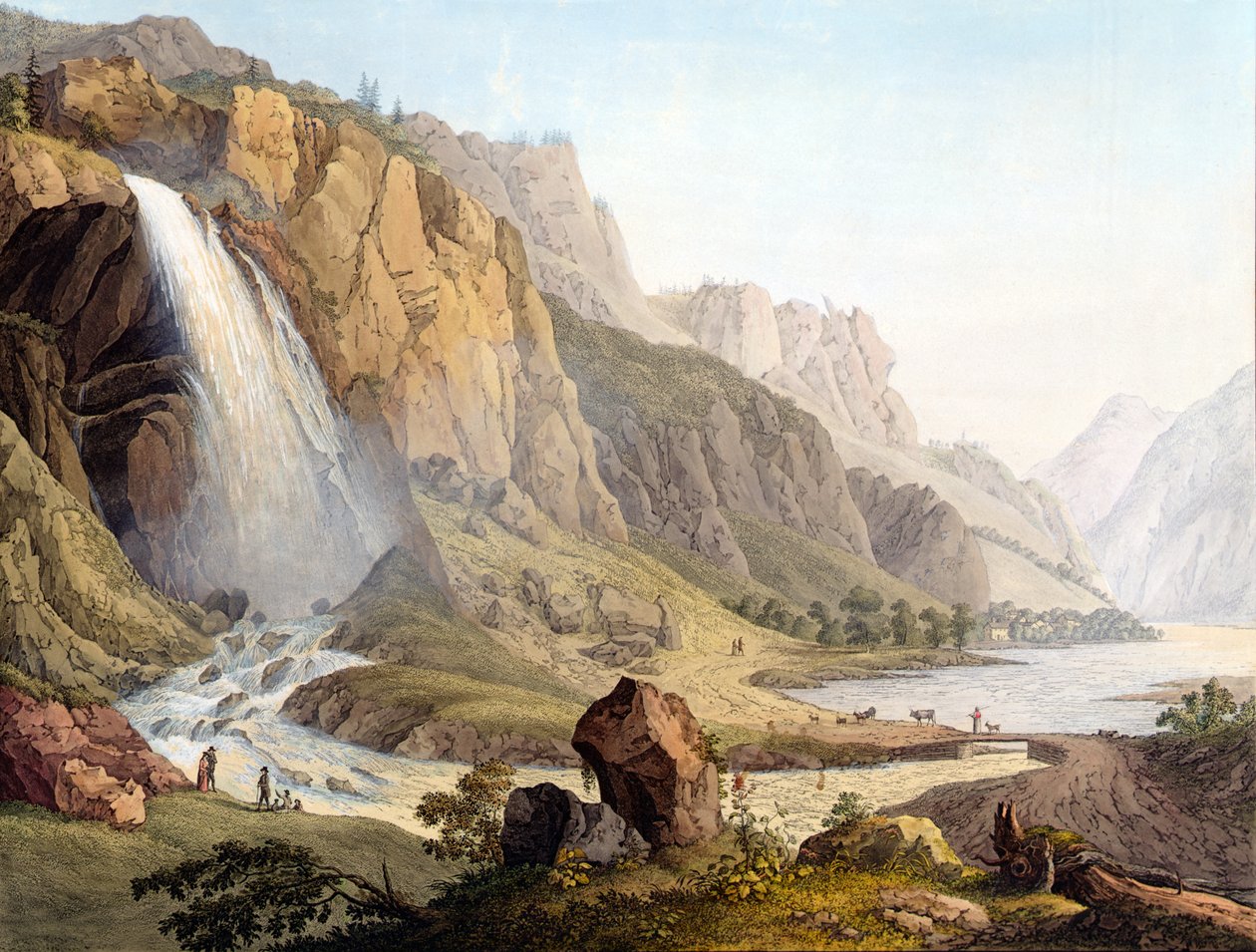 Vista da Cascata de Pissevache, c.1789 de Jean Antoine Linck