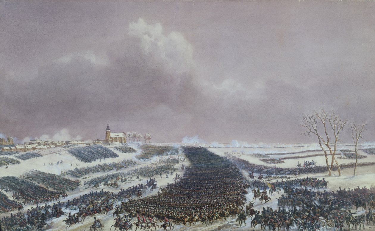 A Batalha de Eylau, 8 de Fevereiro de 1807 (aguarela sobre papel) de Jean Antoine Simeon Fort