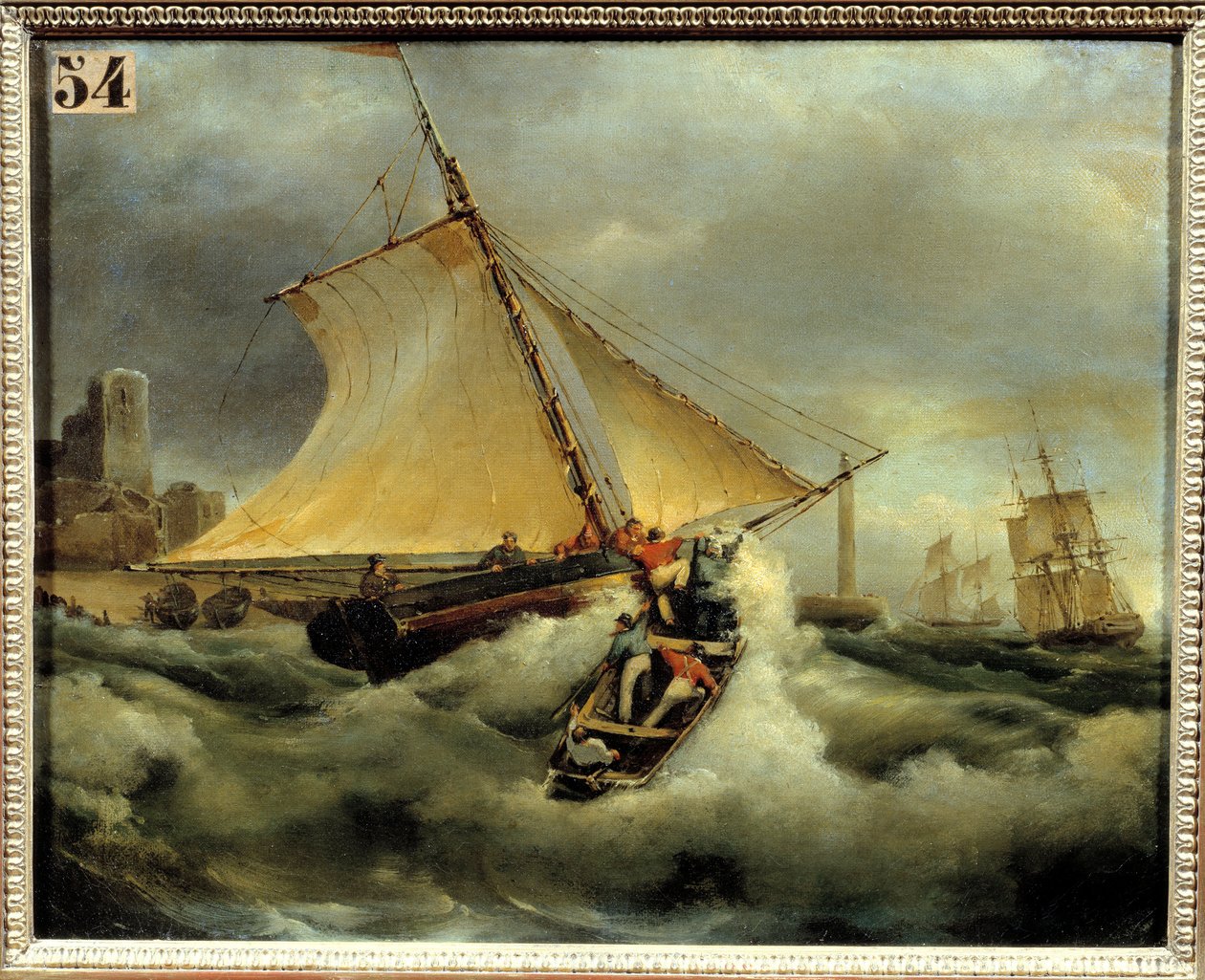 Um mau momento. Pintura de Theodore Gudin (1802-1880) de Jean Antoine Theodore Gudin