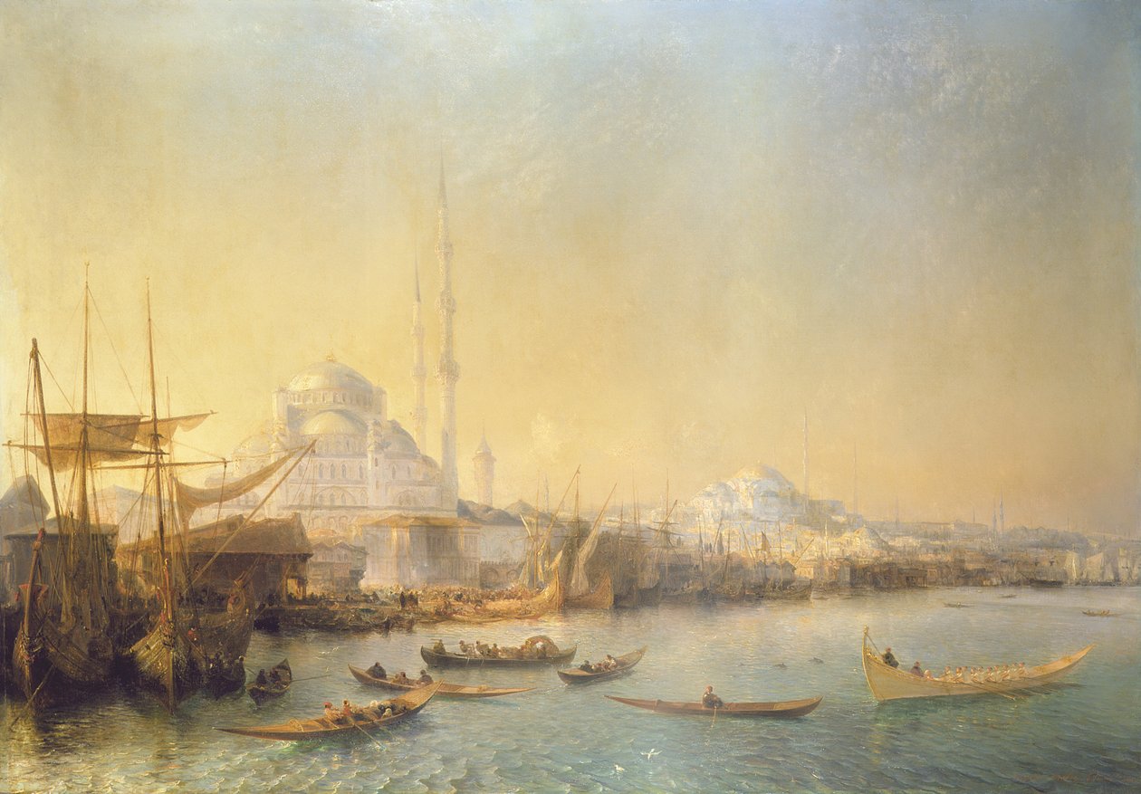 Uma visão ampla sobre Constantinopla e o Corno de Ouro, 1840 de Jean Antoine Theodore Gudin