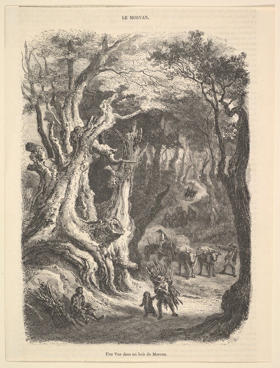 Uma vista na floresta de Morvan, 1837-66. de Jean Antoine Watteau