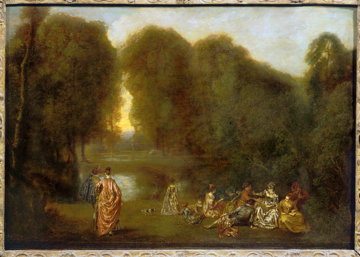 Montado num parque ... de Jean Antoine Watteau