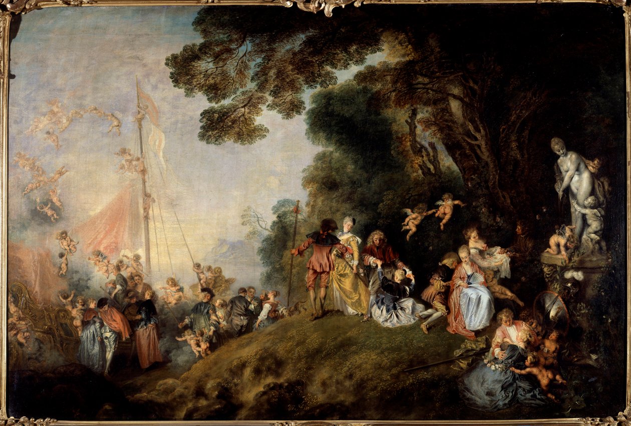 Embarque para a Ilha Cythere. Pintura de Jean Antoine Watteau (1684-1721) de Jean Antoine Watteau