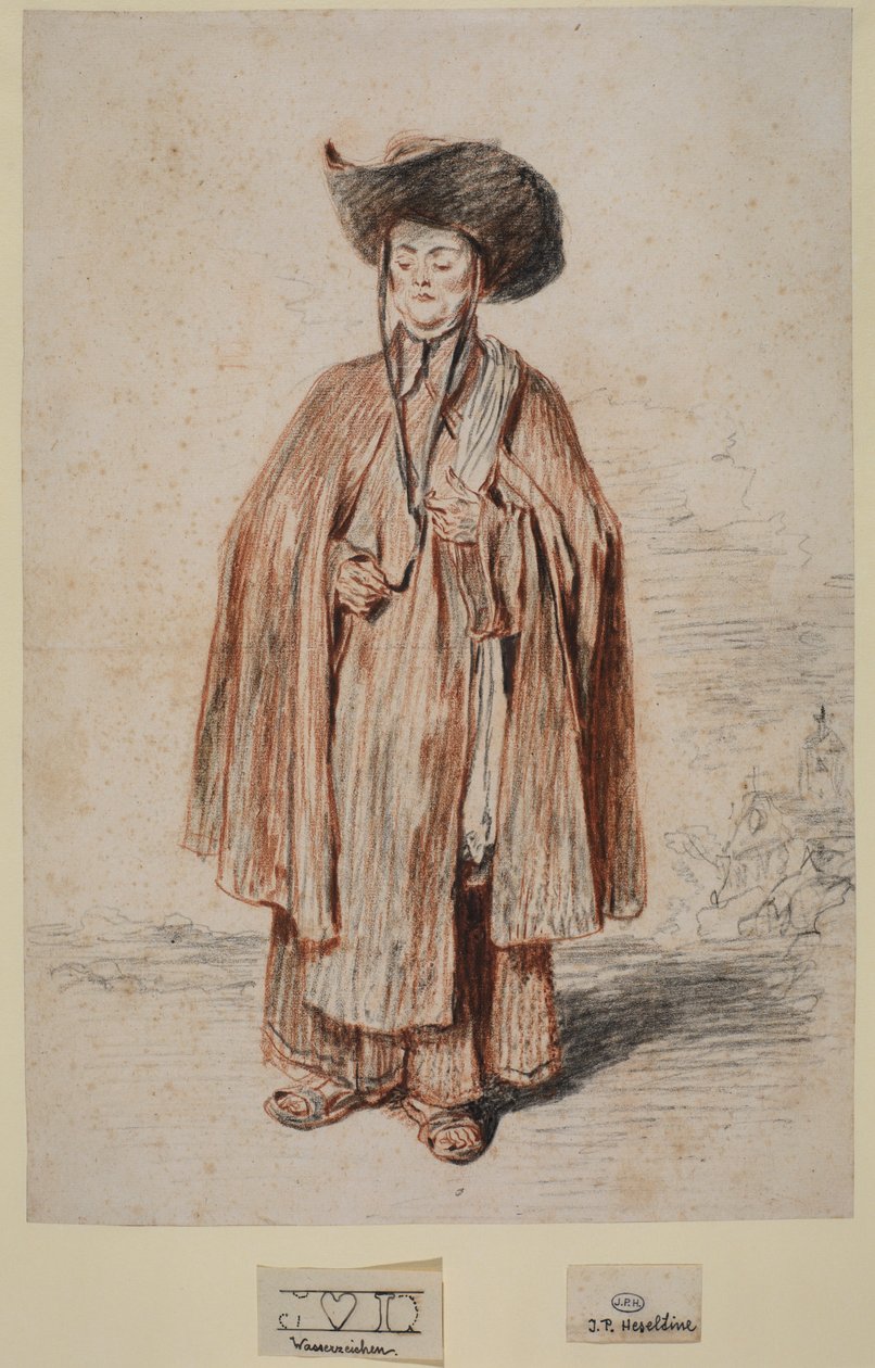 Frade carmelita, em pé, cerca de 1715 de Jean Antoine Watteau