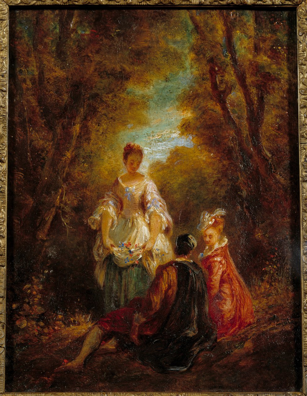 Personagens em um parque Pintura de Jean Antoine Watteau (1684-1721) Século XVIII de Jean Antoine Watteau