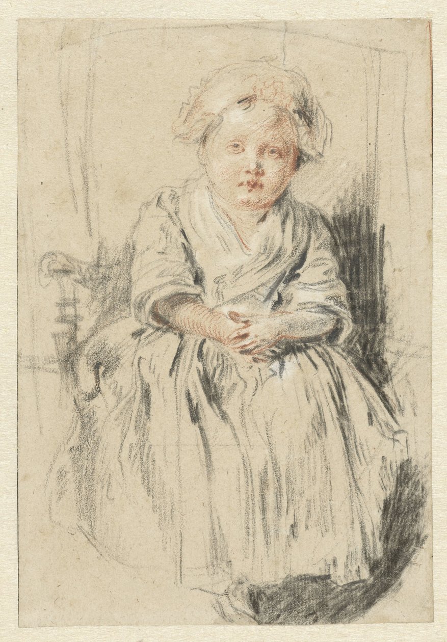 Criança sentada numa cadeira de Jean Antoine Watteau