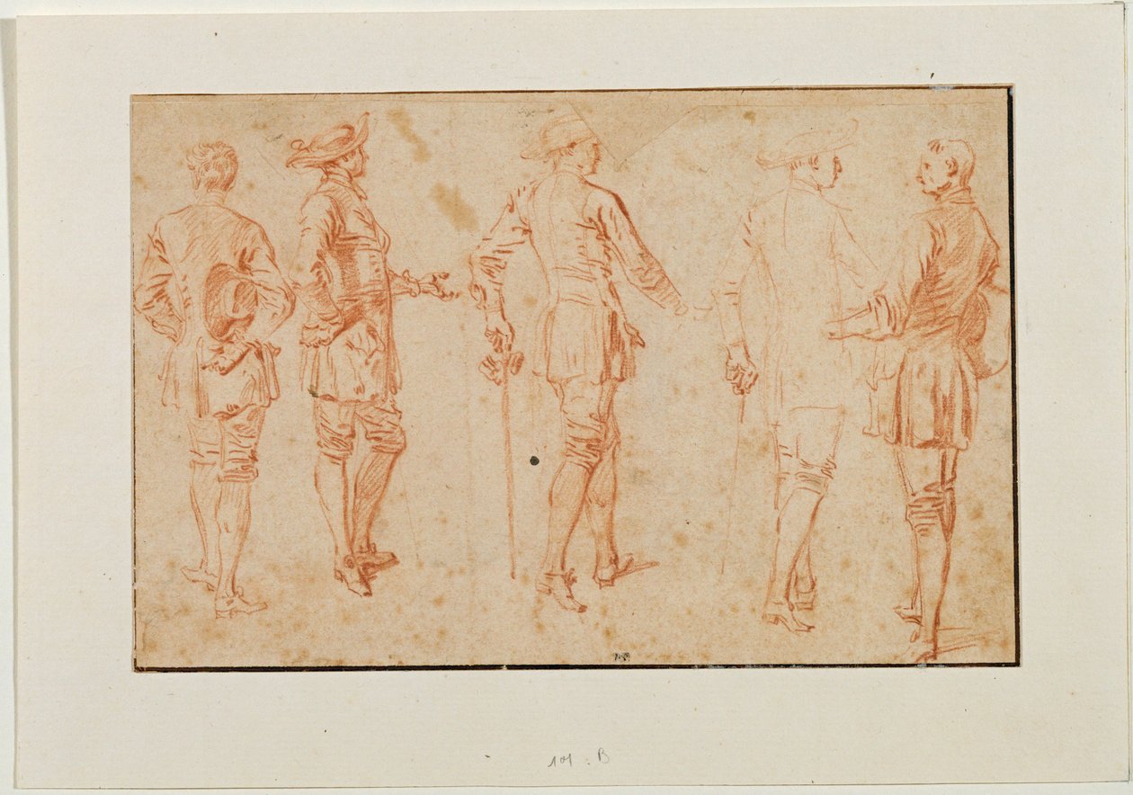 Cinco homens de pé ... de Jean Antoine Watteau